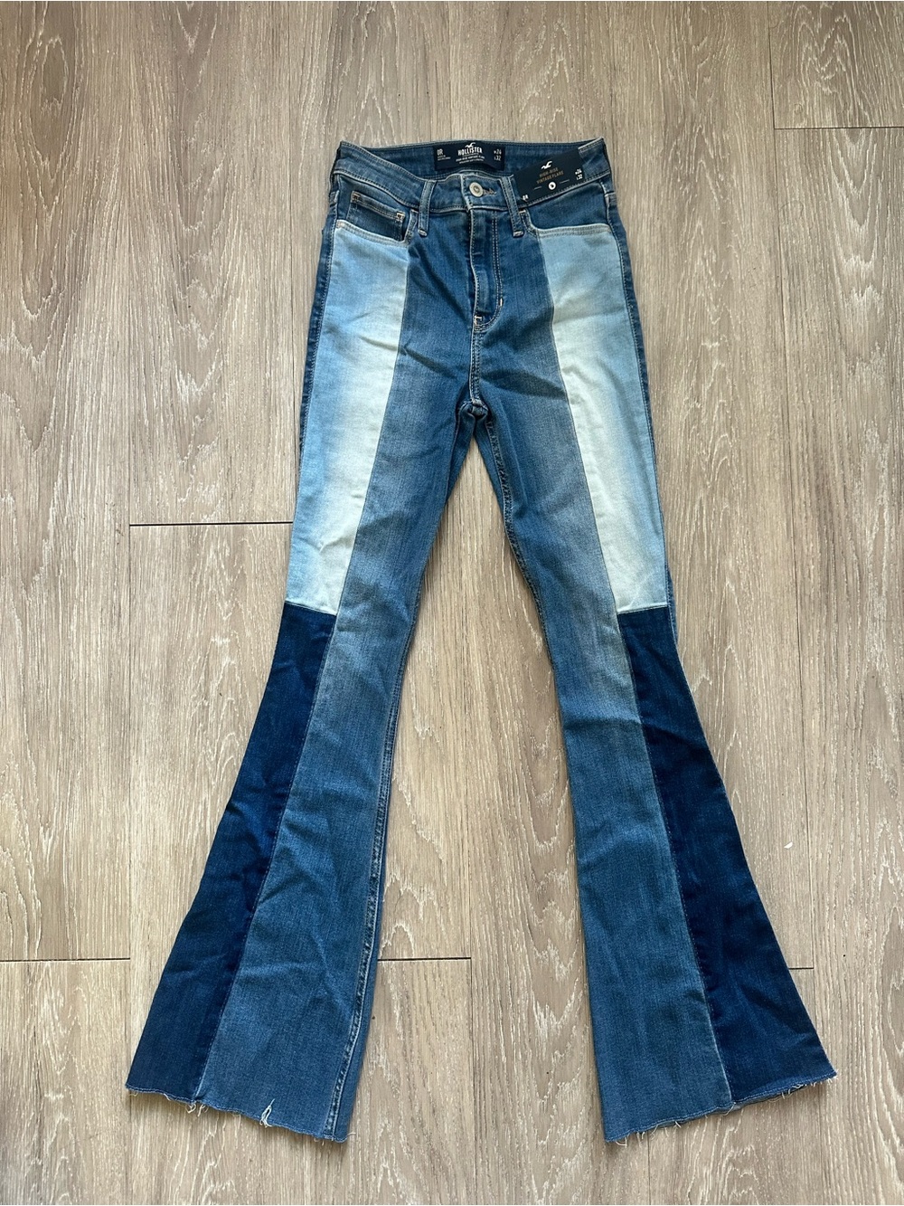 Hollister Patchwork Panel Flare Jeans - Blue